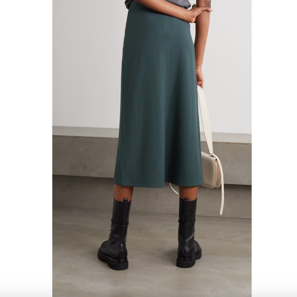 New Vince Ruched Crepe Midi Skirt - Picture 3 of 10
